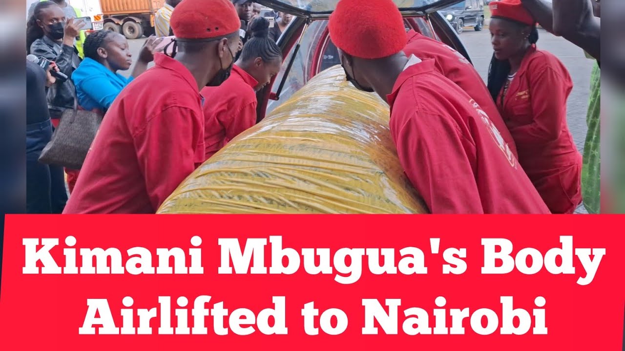 СЕМЬЯ УПАЛА В ОБМОР, ПОЛУЧАЯ ТЕЛО КИМАНИ МБУГУА В АЭРОПОРТУ.