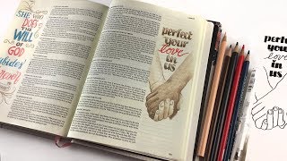 Bible Journaling 1 John 4:12 in The Illustrators Notetaking Bible