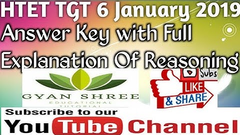 HTET TGT 6January 2019|Answer Key with Full Explanation Of Reasoning|Gyan Shree Educational Tutorial