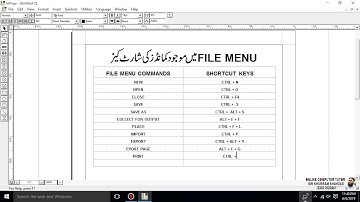 Advanced CIT Course - SHORTCUT KEYS FOR FILE MENU COMMANDS in Urdu Inpage - 144