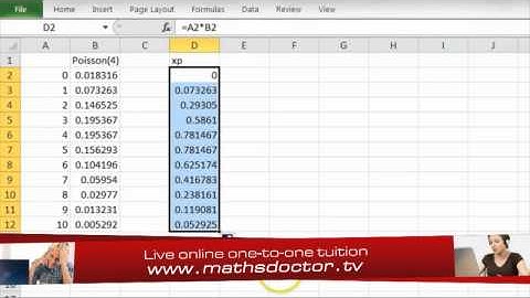 A Level Statistics 2.9 Using Excel to find the mean of a Poisson Distribution