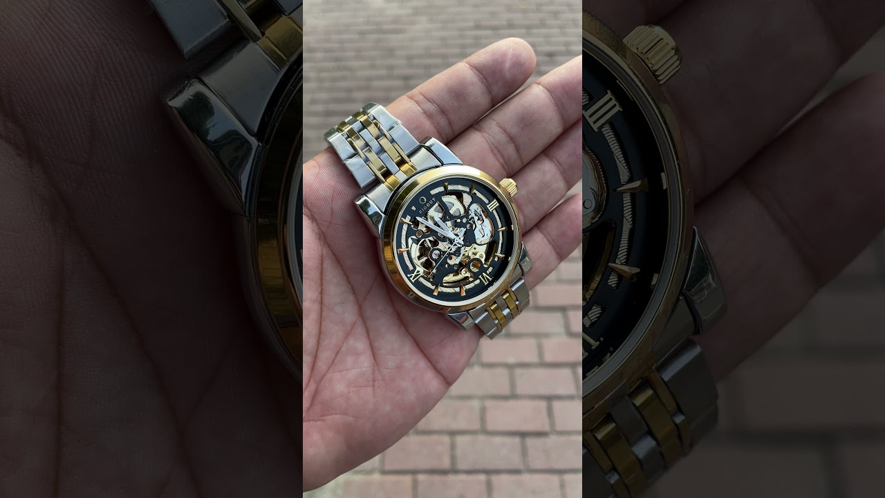 ROTOR - GOLDEN BLACK MECHANICAL WATCH WITH STAINLESS STEEL STRAP || RIGOUTSTORE