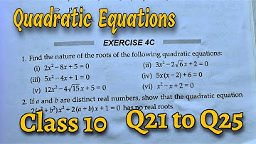 Ex 4C Q21 to Q25 Class 10 Quadratic Equations | RS Aggarwal | Chapter 4  CBSE | Rajmith study
