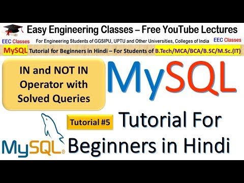 MySQL Tutorial #5 for Beginners in Hindi: IN, NOT IN Operator with Solved Queries