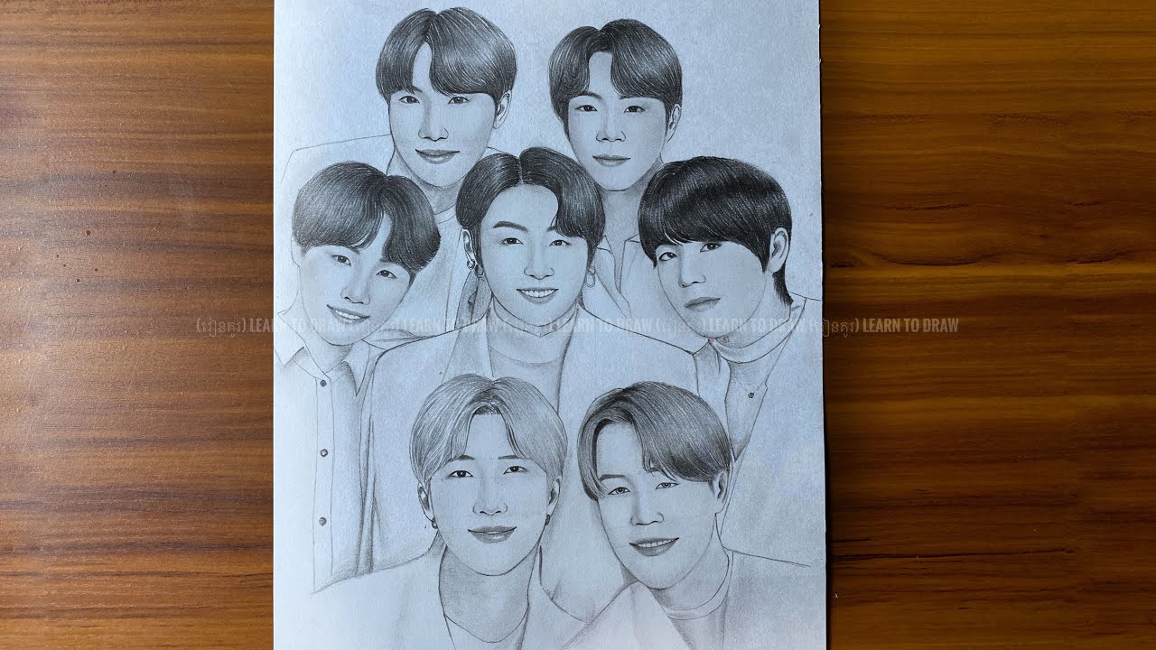 BTS Group Sketch   How to draw BTS Members Step by Step easily  Drawing  Tutorial  YouCanDraw  YouTube