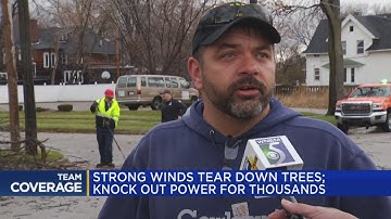Strong winds tear down trees: knock out power for thousands