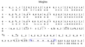 Mojito 降E调伴奏 (加小节指示，供参考）- instrumental in E flat with measure marks