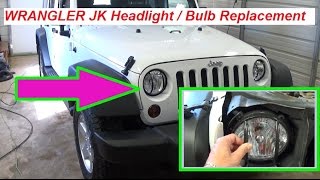 Jeep Wrangler JK Headlight Replacement, Headlight bulb replacement - YouTube