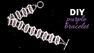 Beading tutorial. DIY purple bracelet. Beads bracelet making tutorial