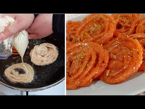 ÇOK LEZZETLİ / PRATİK dökme YÖNTEMİ ile TATLI TARİFİ/🔥JALEBİ hint  ŞERBETLİ TATLISI /