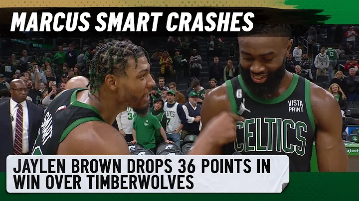 Marcus Smart crashes Jaylen Brown postgame intervi...