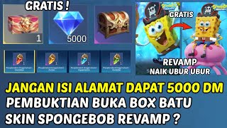 JANGAN ISI ALAMAT BUKU DAPAT 5000 DM ! BUKA BOX BATU MERAH & KUNING ! SKIN SPONGEBOB NAIK UBUR UBUR