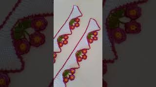 Papatya Modelli Tığ Işi Dantel Havlu Kenari