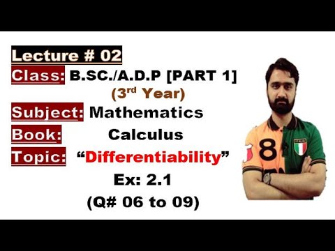 BSC/ADP|Math|3rd Year|Part 1|Calculus|Ch#02|Ex:2.1|Differentiability(Q#06