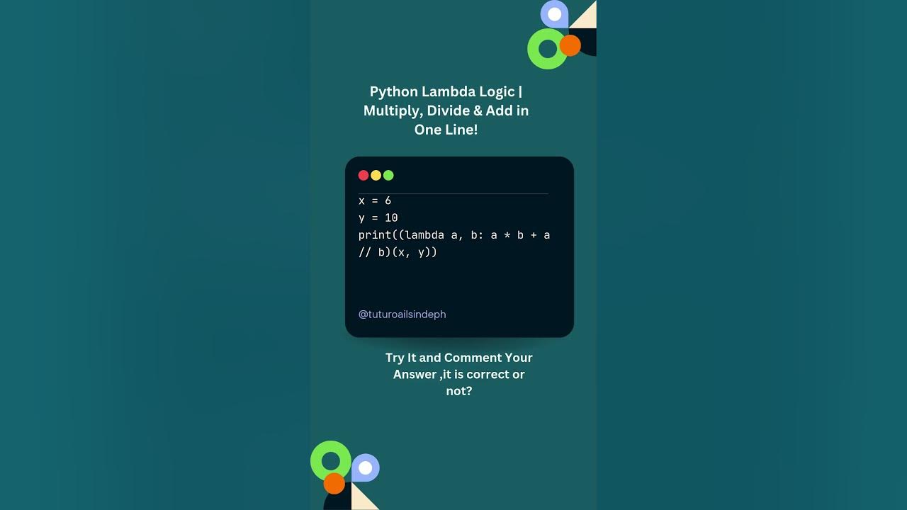 Python Lambda Logic 44 | Multiply, Divide & Add in One Line! | #shorts ...
