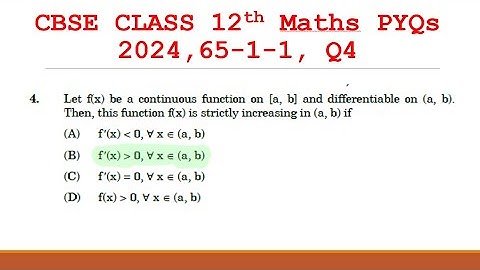 Class 12 Math | Answer Key 2024 | CBSE Board PYQ 2024 | 65-1-1 Set 1 | Subset 1 | Q4
