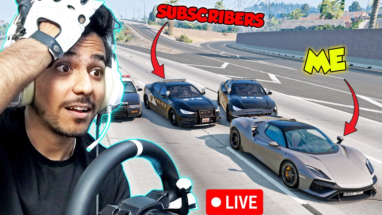 Police Chase with Subscribers in BeamNG | Hindi 🔴 LIVE 🔴