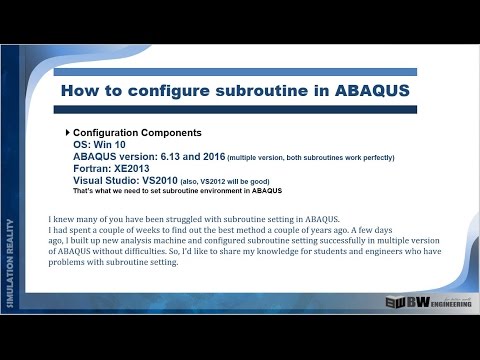 Abaqus Tutorial Subroutine Setting Linking Fortran 16 24 Youtube