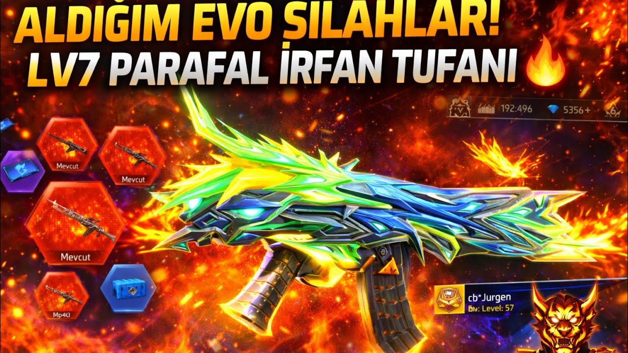 Aldığım EVO Silahlar! LV7 Parafal İrfan Tufanı 🔥 | Free Fire