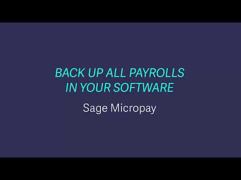 Sage Payroll (Micropay) - Take a full system backup