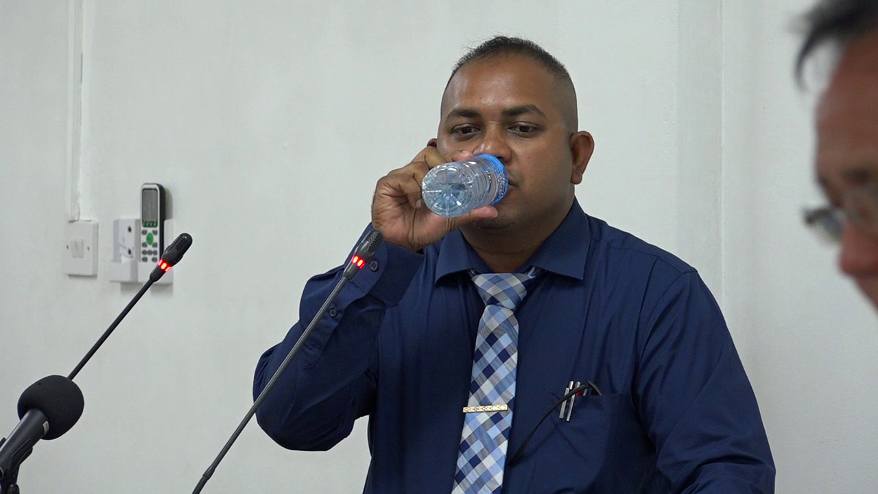 Inspector Prem Narine being examined by Ian Chang