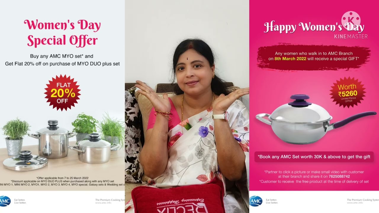 AMC women's day offer.M30 s next gen cooking gives guarantee enjoyment.fat less water less cooking 😋