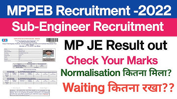 MPPEB Result out||Sub Engineer Result out||Check your marks||normalisation कितना मिला||mppeb 2023