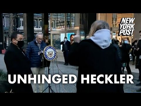 Unhinged heckler interrupts Chuck Schumer press conference | New York Post