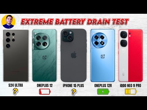 Samsung S24 Ultra Vs OnePlus 12 Vs iPhone 15 Plus Vs OnePlus 12R Vs Neo 9 Pro⚡Battery Drain Test ! 🔥
