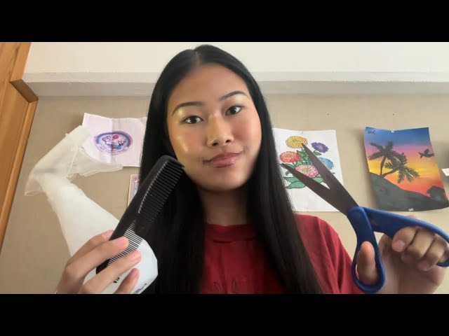 ASMR haircut roleplay 💇🏻‍♀️ (brushing, snipping, scalp massage)