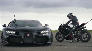 Kawasaki Ninja H2R Vs Bugatti Chiron SuperSport DRAG RACE 2/2 Resimi