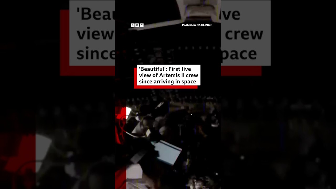 First live view of Nasa's Artemis II crew since arriving in space. #Nasa #Artemis #BBCNews