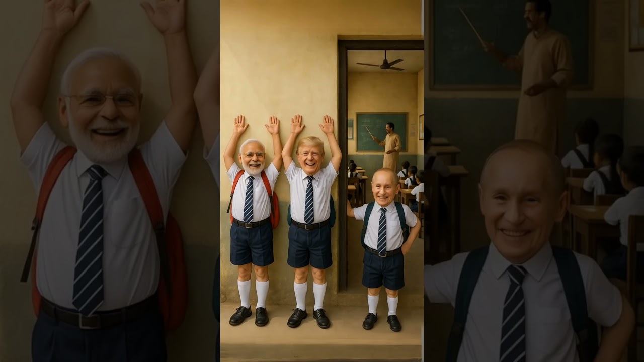 Punishment 😂: Naughty School Kids? Modi, Trump & Putin in Hilarious Classroom Punishment! #shorts