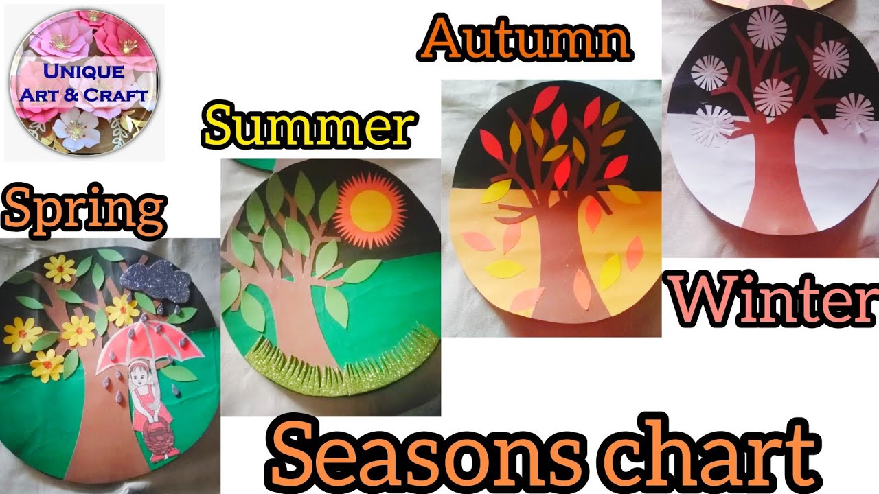 Seasons chart|| How to make 4 seasons chart for kids || By Unique
