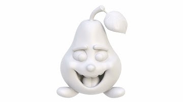 3D model of a smiling pear. Superhive, CGtrader, Cults3d (no sound)