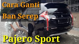 Cara mengganti ban cadangan | menurunkan | mendongkrak | membuka ban serep Mitsubishi Pajero Sport