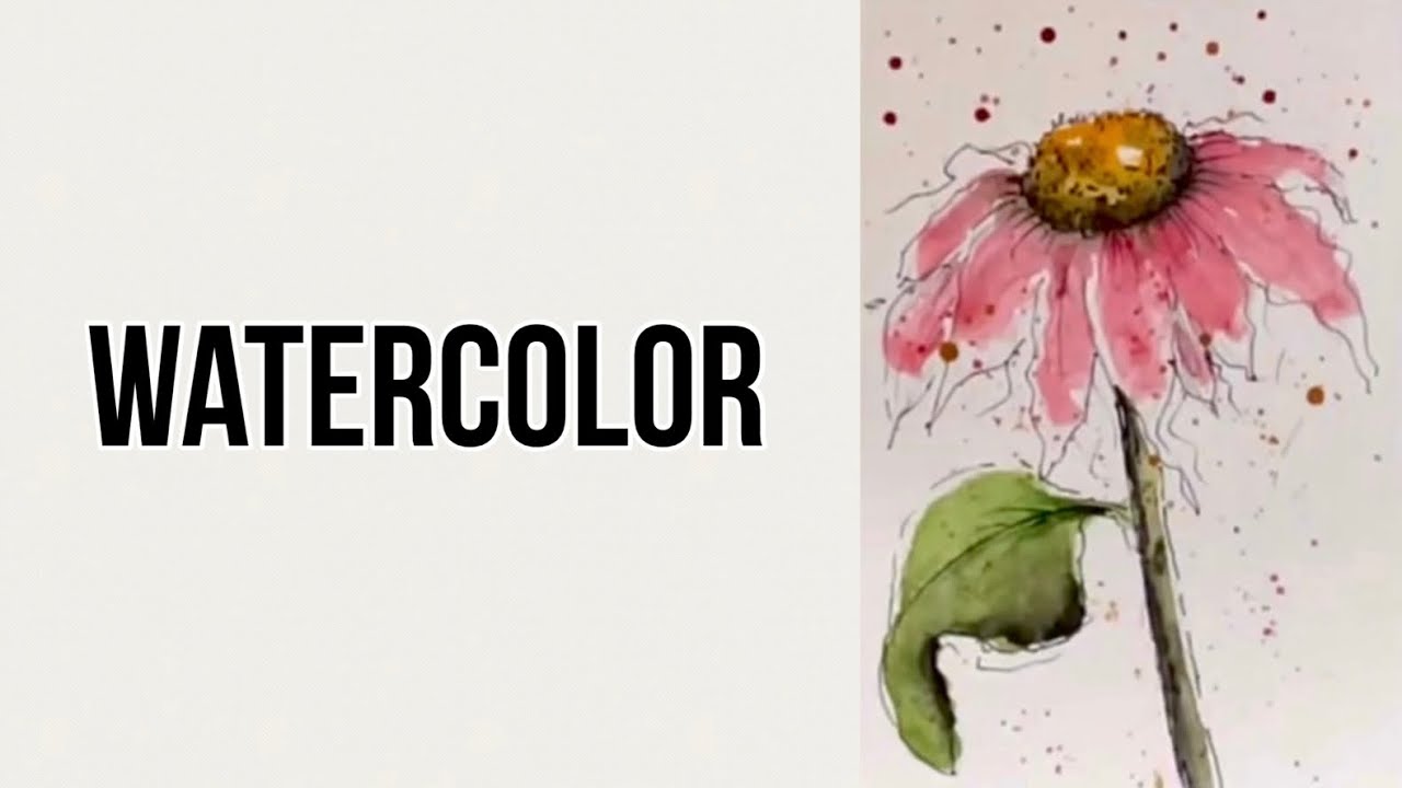 EASY line and wash watercolour painting tutorial / FREE traceable ...