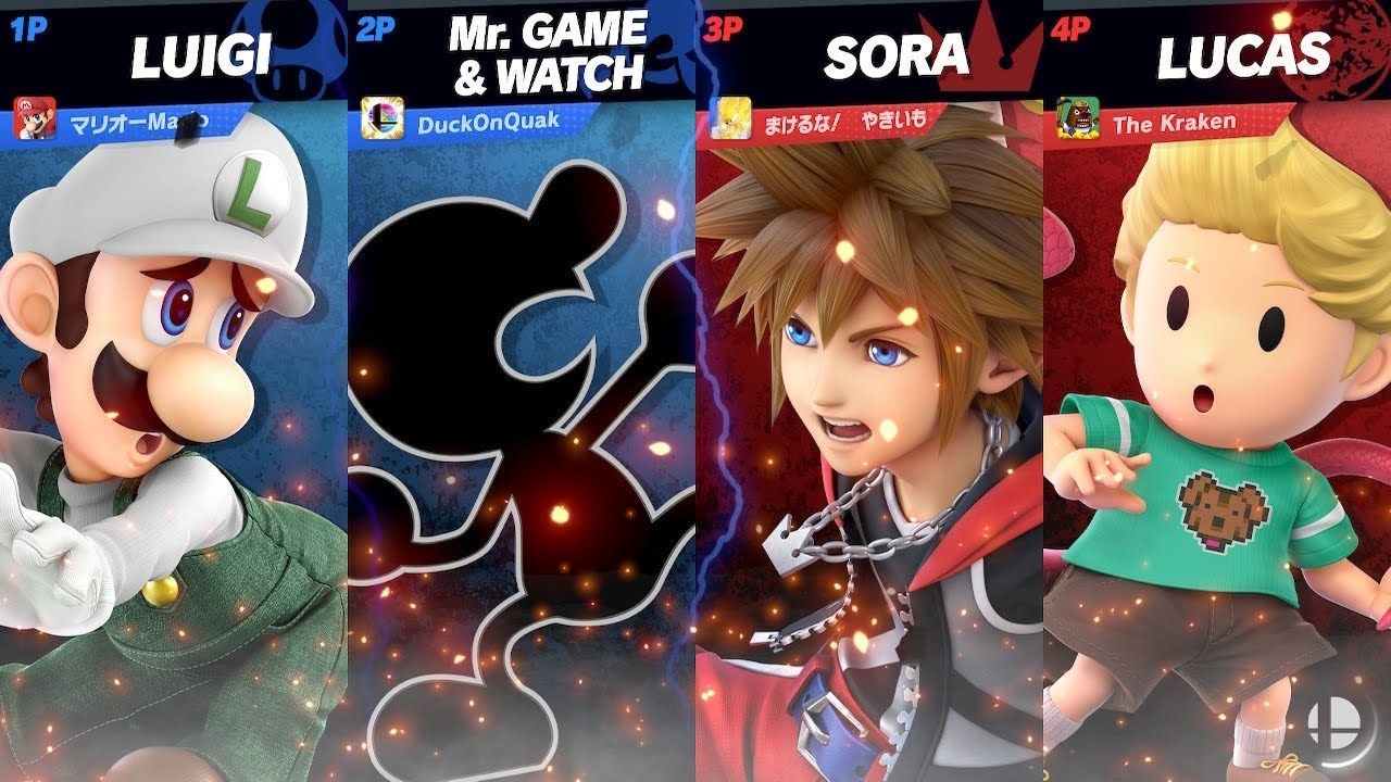 Super Smash Bros Ultimate Luigi and Mr. Game & Watch vs Sora and Lucas