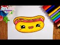 Cómo dibujar un HOT DOG kawaii - Paso a paso