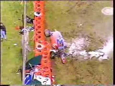 Heavy crash of Jos Verstappen in his Arrows at the circuit of Spa Francorchamps in 1996.