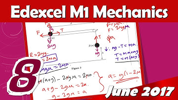 M1 Edexcel June 2017 | Question 8 Walkthrough | Two Particles: Pully Problem
