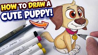 I Tried Drawing a Cute Puppy with Markers (Beginner Friendly)