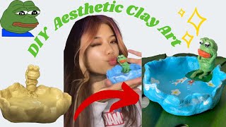 I tried DIY Handmade painting Clay art tray Jewelry holder dish | ClayTok Clay art cute Aesthetics