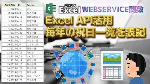 【Excel】API 毎年の祝日一覧を表記【WEBSERVICE関数】【祝日の一覧を取得】【祝日の名称を取得】【ExcelAPI】【エクコペ】