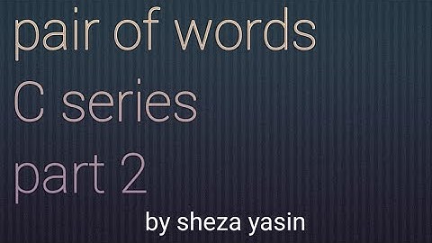 pair of words || C series part 2|| CSS pms || lecture seires