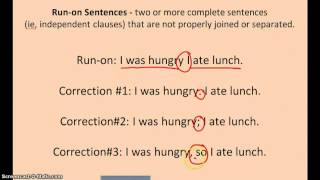 Grammar Lesson 23 1  Run ons, Comma Splices, and Fragments