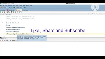 Create Fibonacci series with Pl//SQL block with Oracle SQL developer