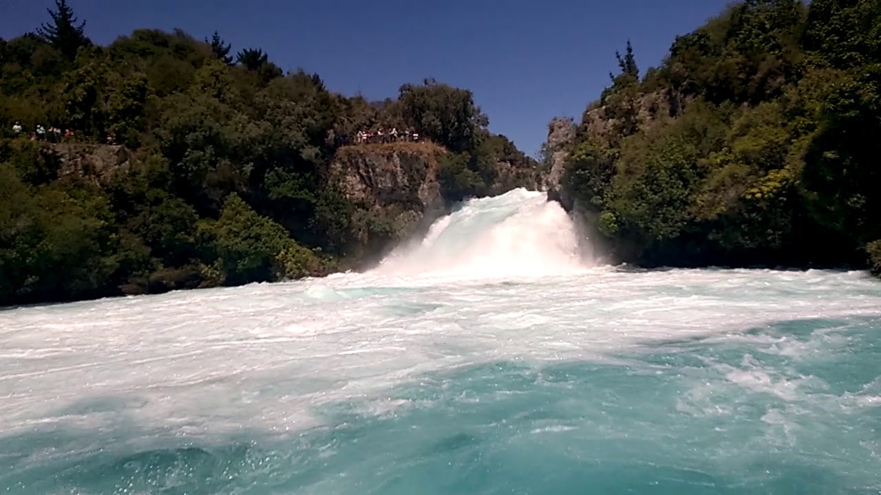 Huka Falls From the Huka Falls River Cruise Boat in Lake Taupo, New Zealand