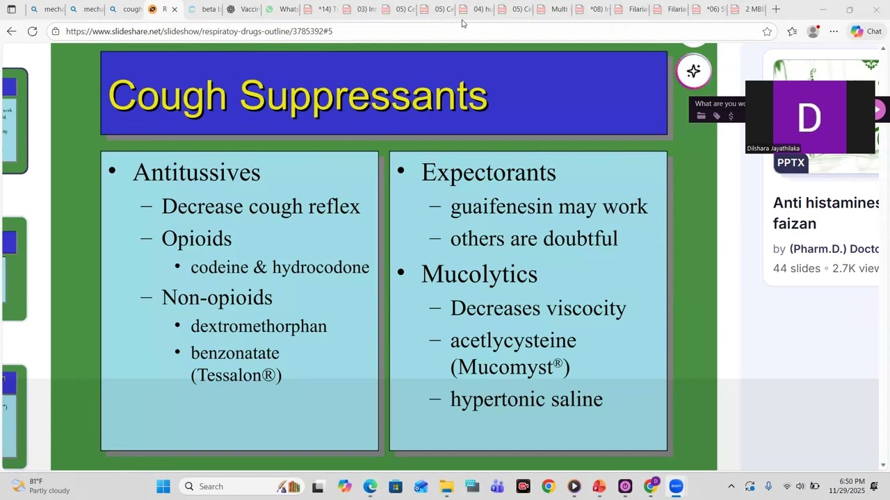 Cough suppressants and expectorants