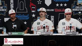 Alabama coach Rob Vaughn and players recap their 9-0 loss to Oklahoma in the CWS